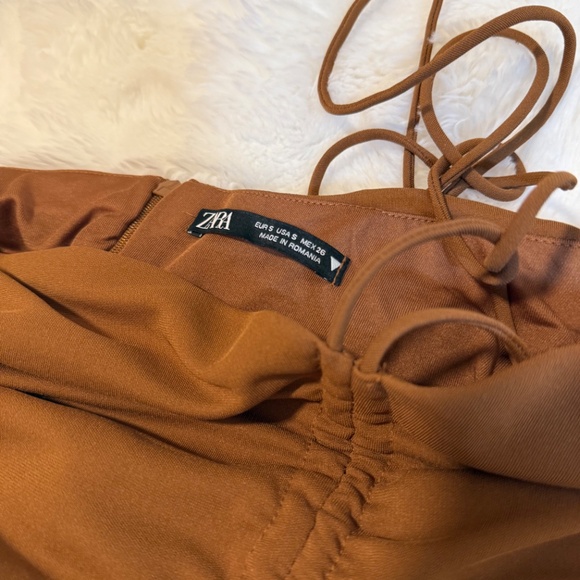 ZARA Halter Brown Mini Dress - Picture 4 of 5